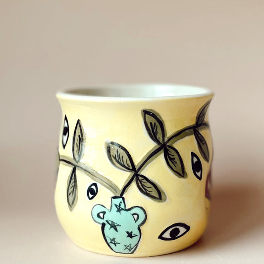 Tumbler - Yellow with Teal vase